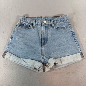 BDG Mom High Rise Denim Shorts Womens 24 Light Wash Blue Cotton Cutoff